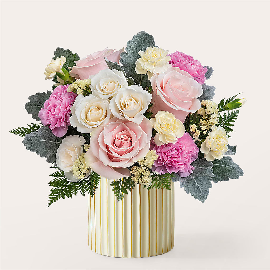 Blissful Moments Bouquet with Ivory Vase – Panda Flowers Canada Inc, Calgary AB