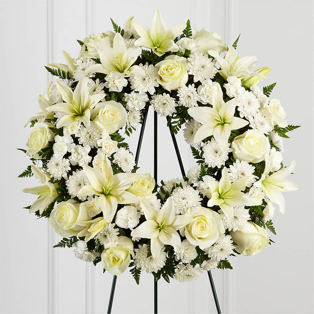Treasured Tribute Wreath – Panda Flowers Canada Inc, Calgary AB