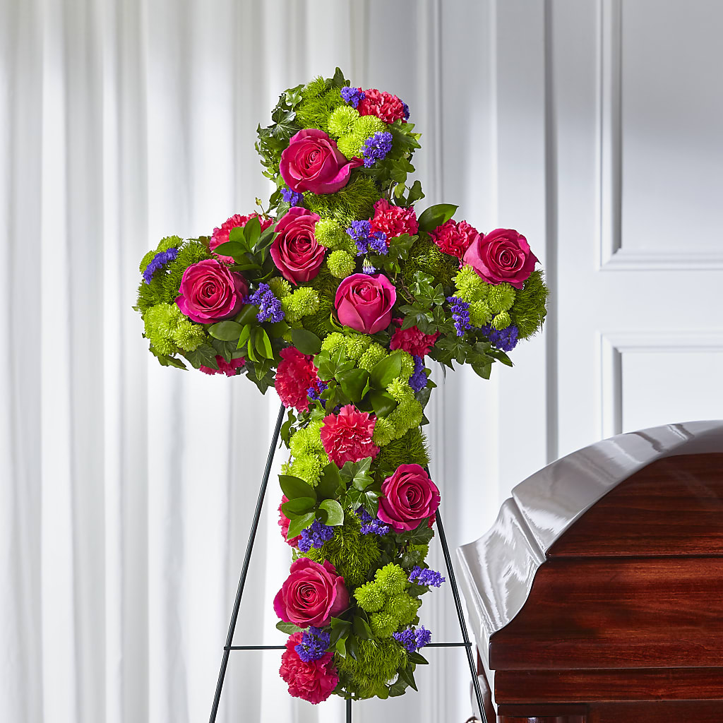 Tribute Rose Floral Cross – Panda Flowers Canada Inc, Calgary AB