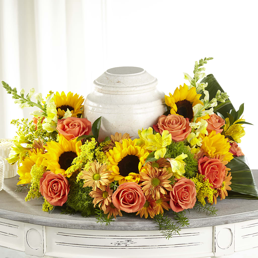 Faithful Sunflower Cremation Adornment – Panda Flowers Canada Inc, Calgary AB