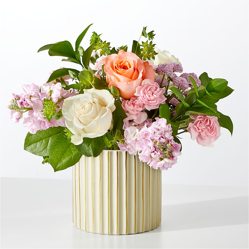 French Market Bouquet with Ivory Vase – Panda Flowers Canada Inc, Calgary AB