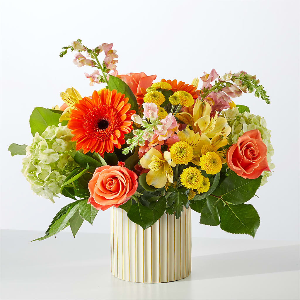 Autumn Sunshine Bouquet with Ivory Vase –  Panda Flowers Canada Inc, Calgary AB