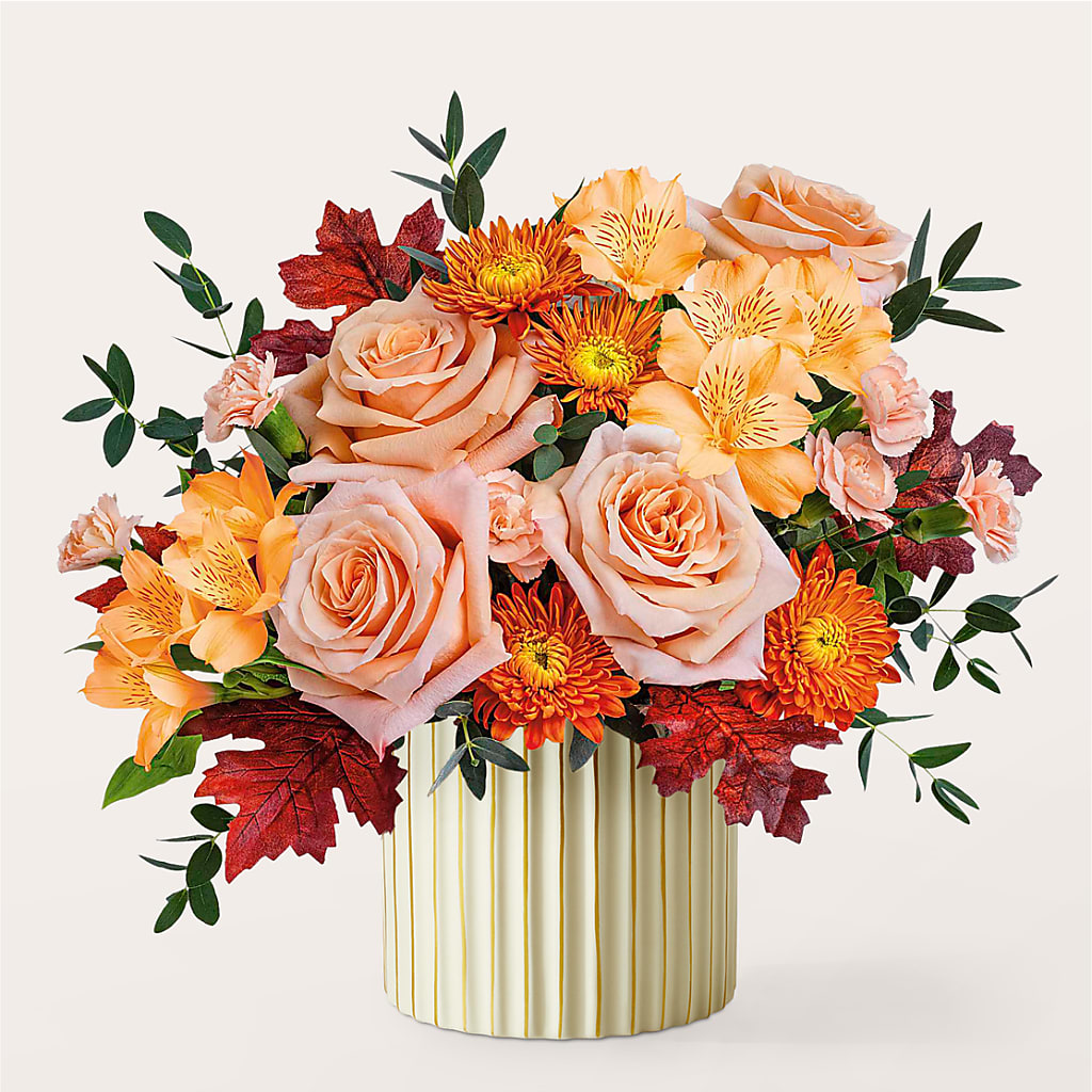 Spiced Latte Bouquet with Ivory Vase –  Panda Flowers Canada Inc, Calgary AB