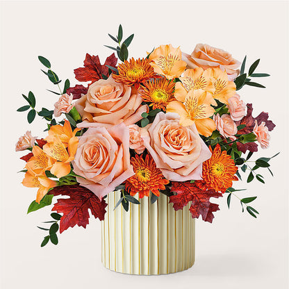 Spiced Latte Bouquet with Ivory Vase –  Panda Flowers Canada Inc, Calgary AB