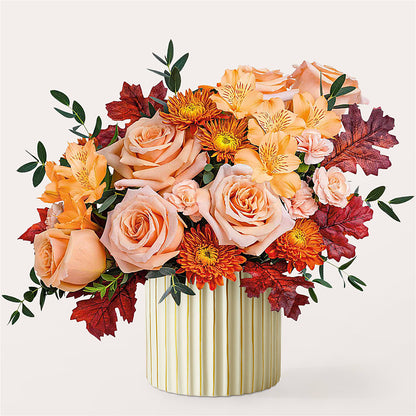 Spiced Latte Bouquet with Ivory Vase –  Panda Flowers Canada Inc, Calgary AB