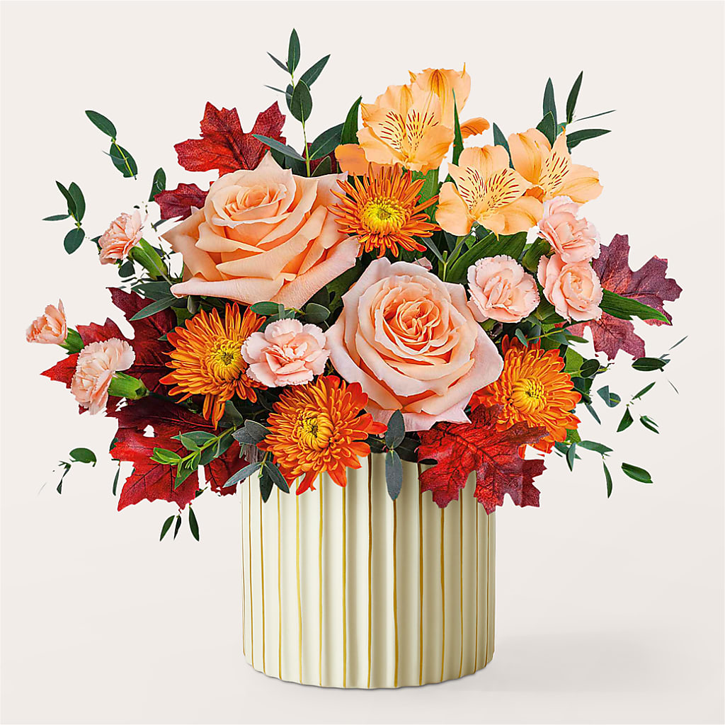 Spiced Latte Bouquet with Ivory Vase –  Panda Flowers Canada Inc, Calgary AB